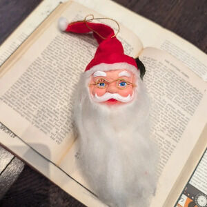 Vintage Red and White Santa Claus Head Ornament